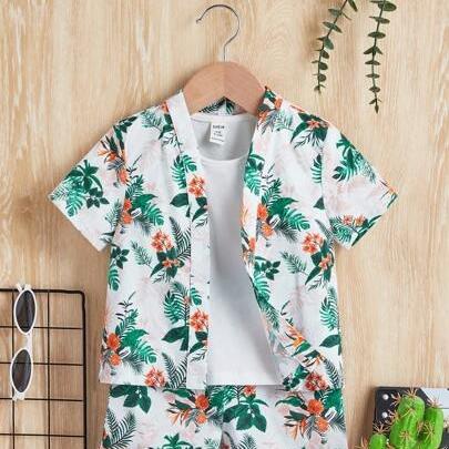 Baby Boys' Tropical Print Shirt & Shorts Set