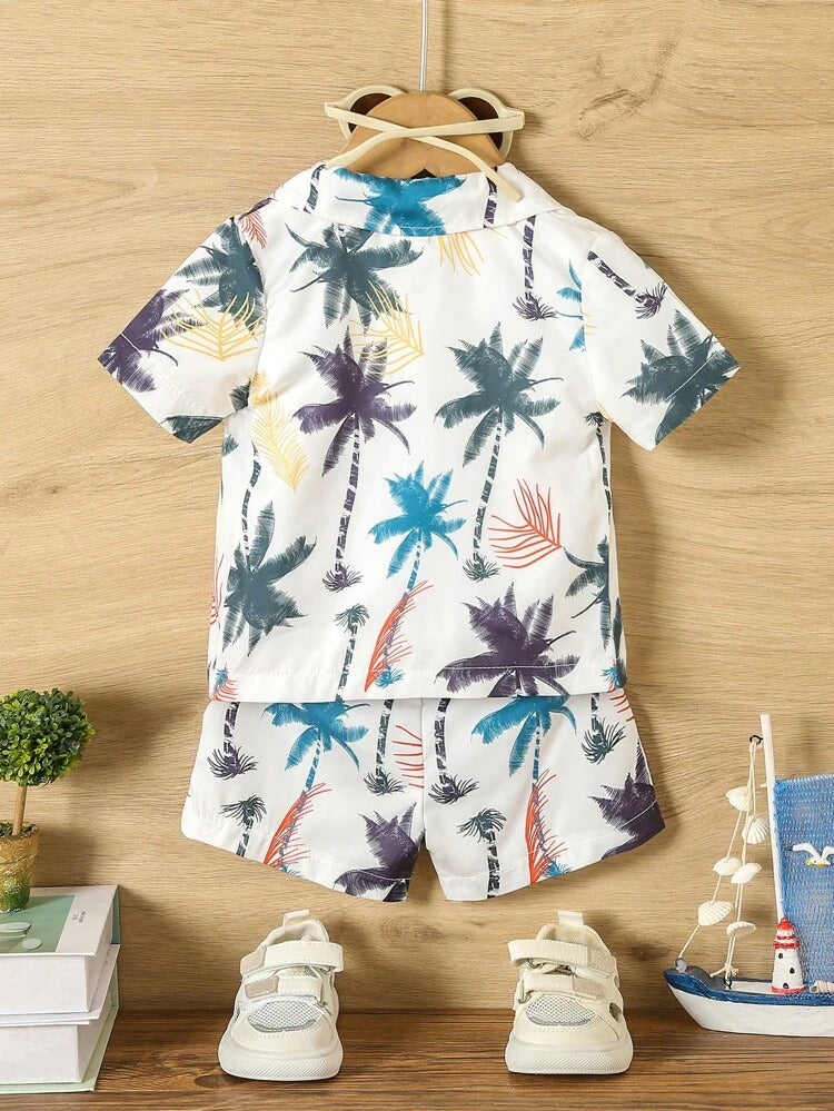 Baby Boys' Tropical Palm Print Shirt & Shorts Set - Perfect for Spring