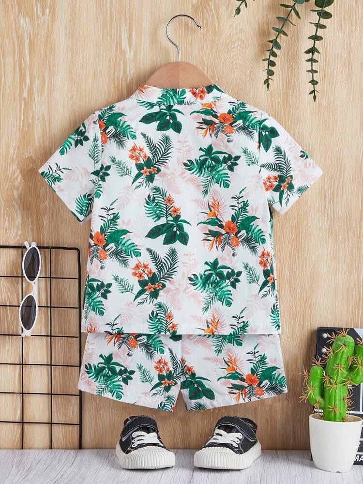 Baby Boys' Tropical Print Shirt & Shorts Set