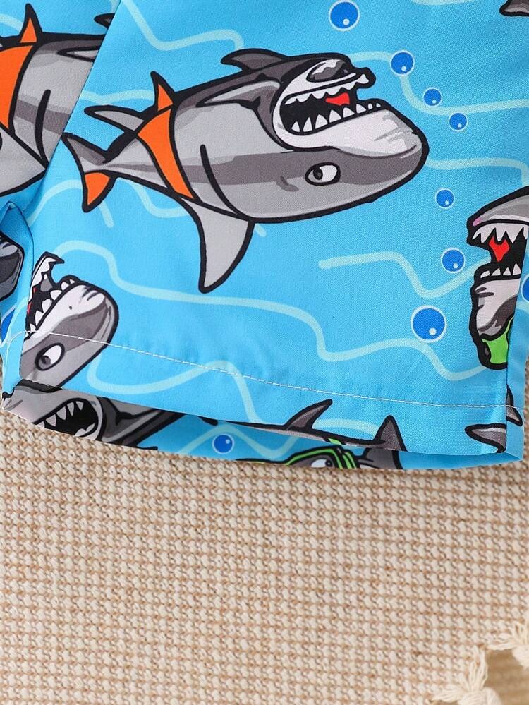 Baby Boys' Shark Print Summer Shirt & Shorts Set