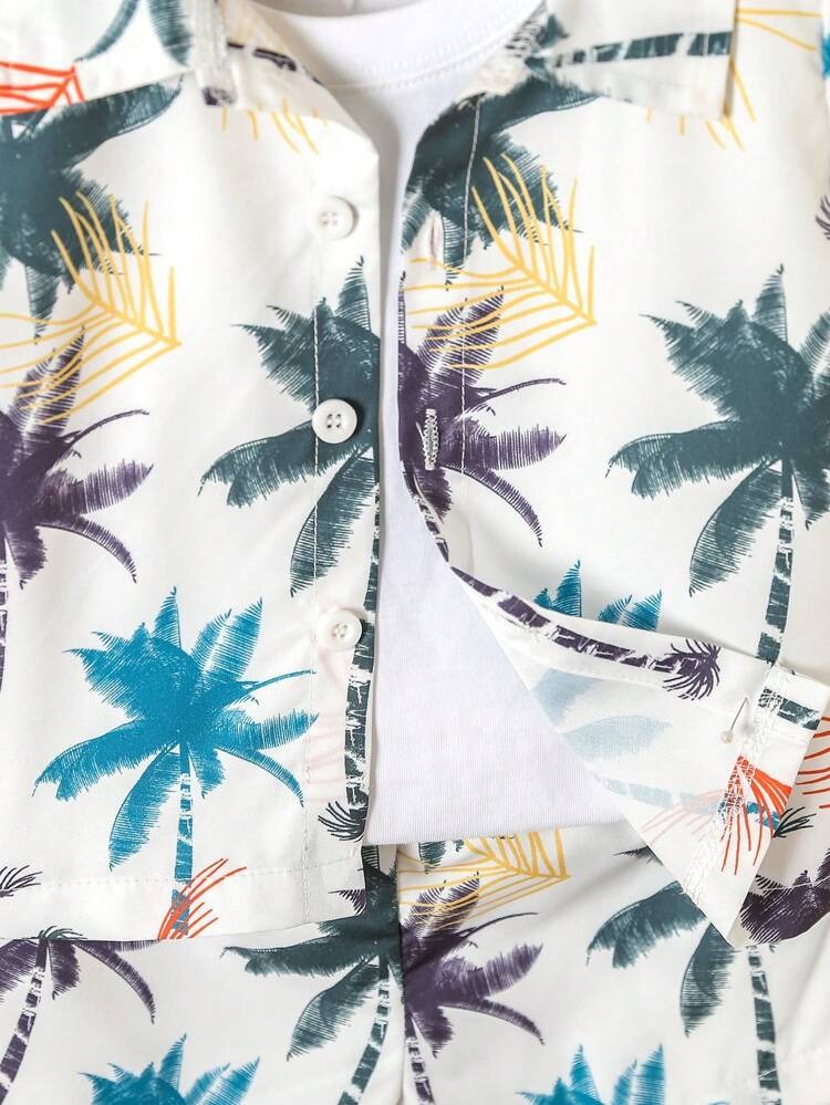 Baby Boys' Tropical Palm Print Shirt & Shorts Set - Perfect for Spring