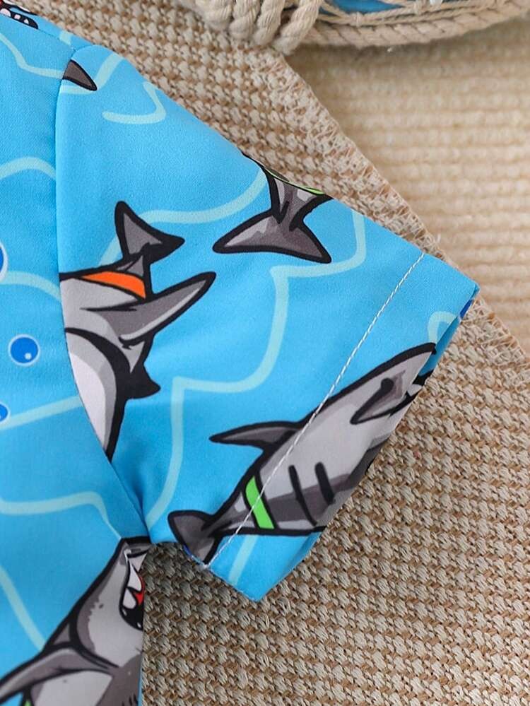 Baby Boys' Shark Print Summer Shirt & Shorts Set