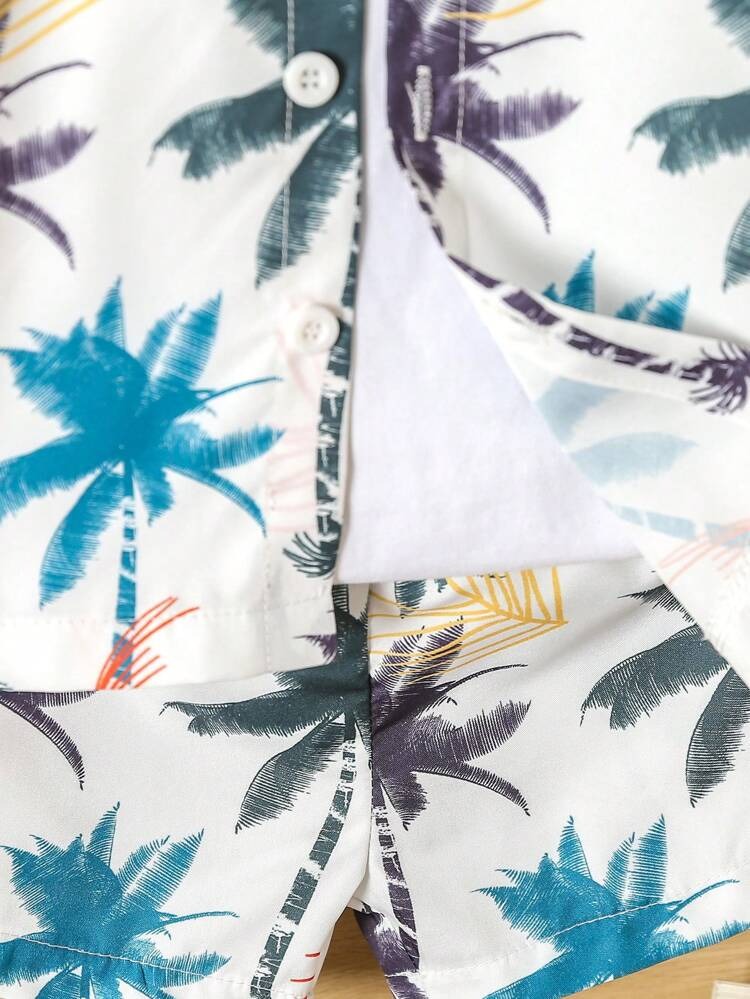 Baby Boys' Tropical Palm Print Shirt & Shorts Set - Perfect for Spring